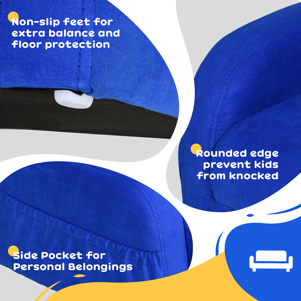 Tommy Toys 2 in 1 Blue Padded Wood Frame Kids Fold Out Armchair Image 6