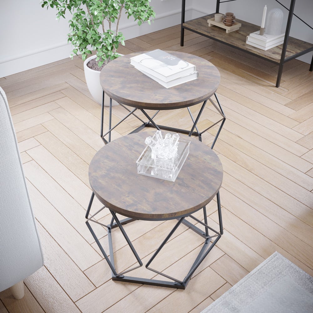 Vida Designs Brooklyn Dark Wood Nest of Tables Set of 2 Image 3