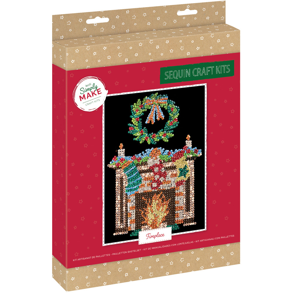 Simply Make Fireplace Christmas Sequin Craft Kit Image 1