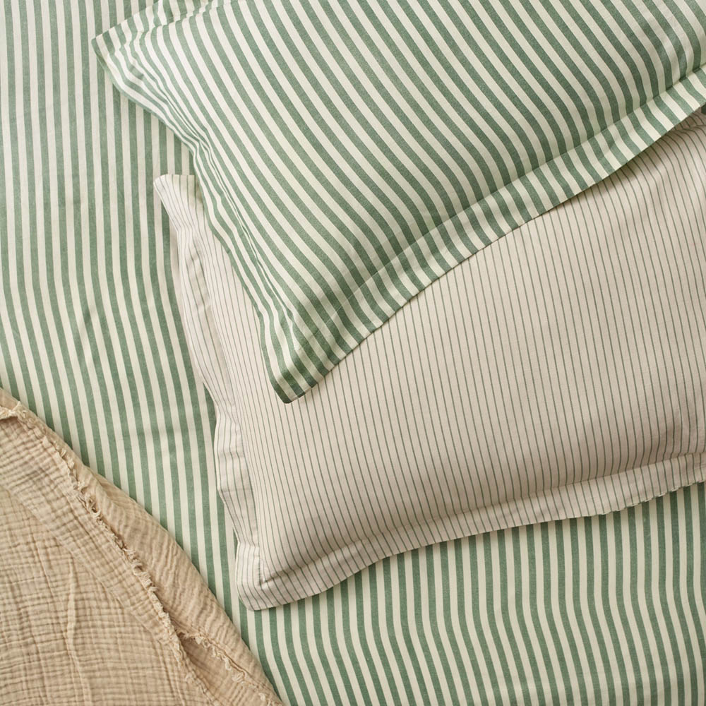 Yard Hebden Single Melange Stripe Cotton Forest Duvet Set Image 2