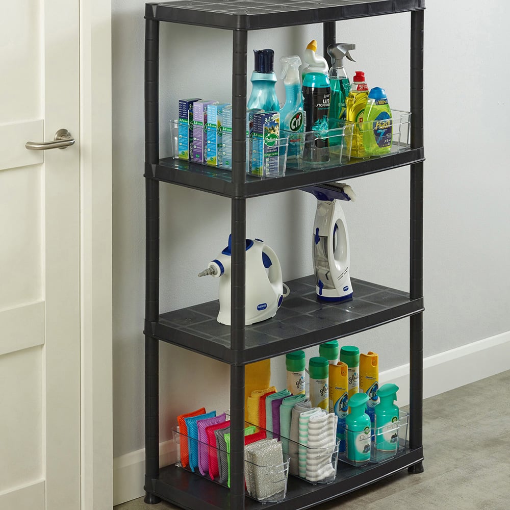 ADDiS 4 Shelf Black Plastic Shelving Unit Image 5