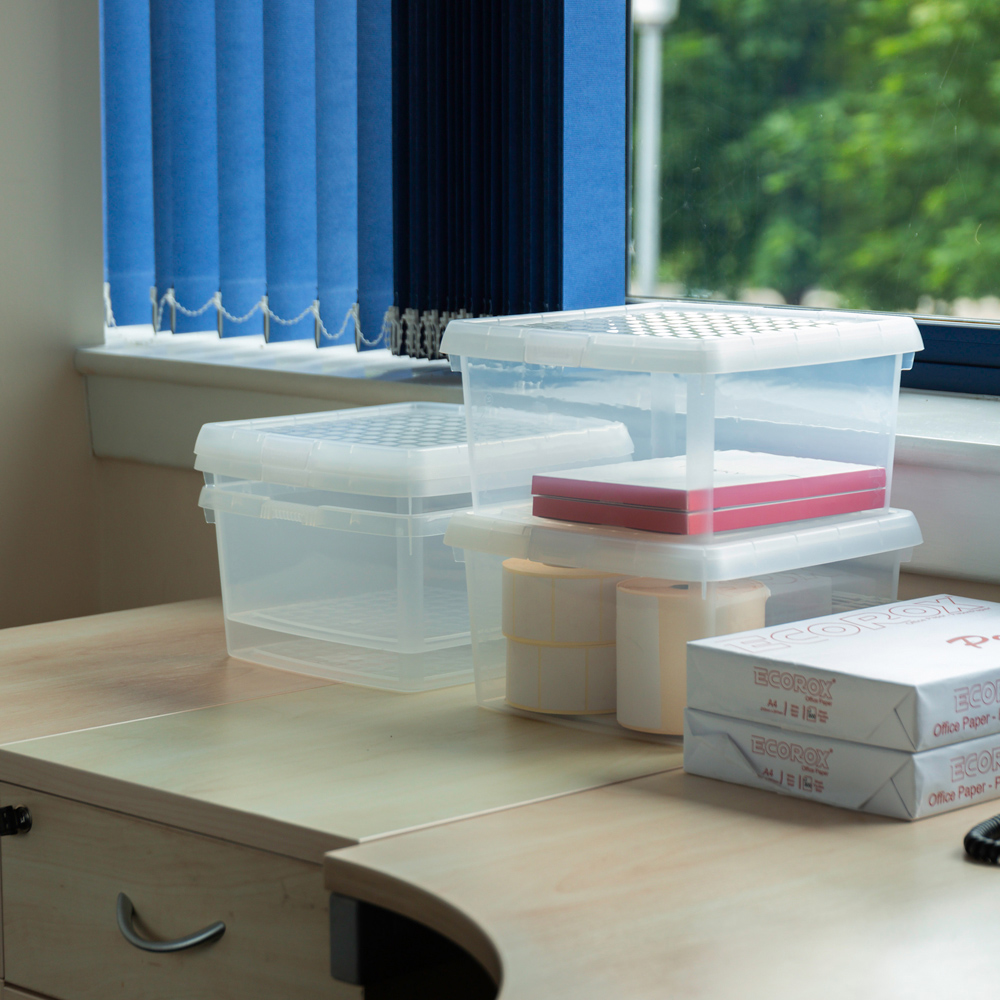 Wham Clip 9L Clear Square Storage Box with Lid 4 Pack Image 2