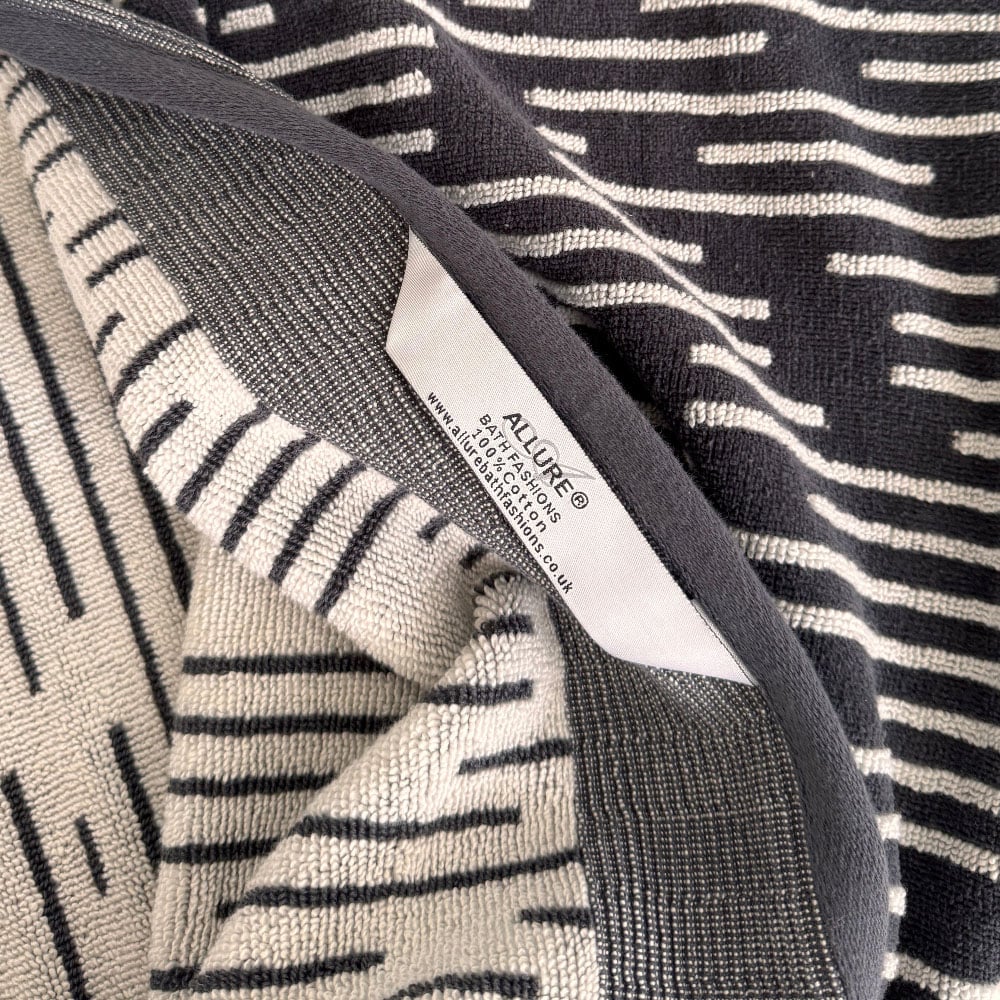 Allure Bath Fashions Pop Up Zero Twist Barcode Stripe Dark Steel Hand Towel 2 Pack Image 4