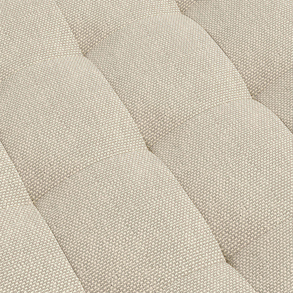 Living and Home Beige Linen Fabric Padded Wooden Leg Footstool Image 5