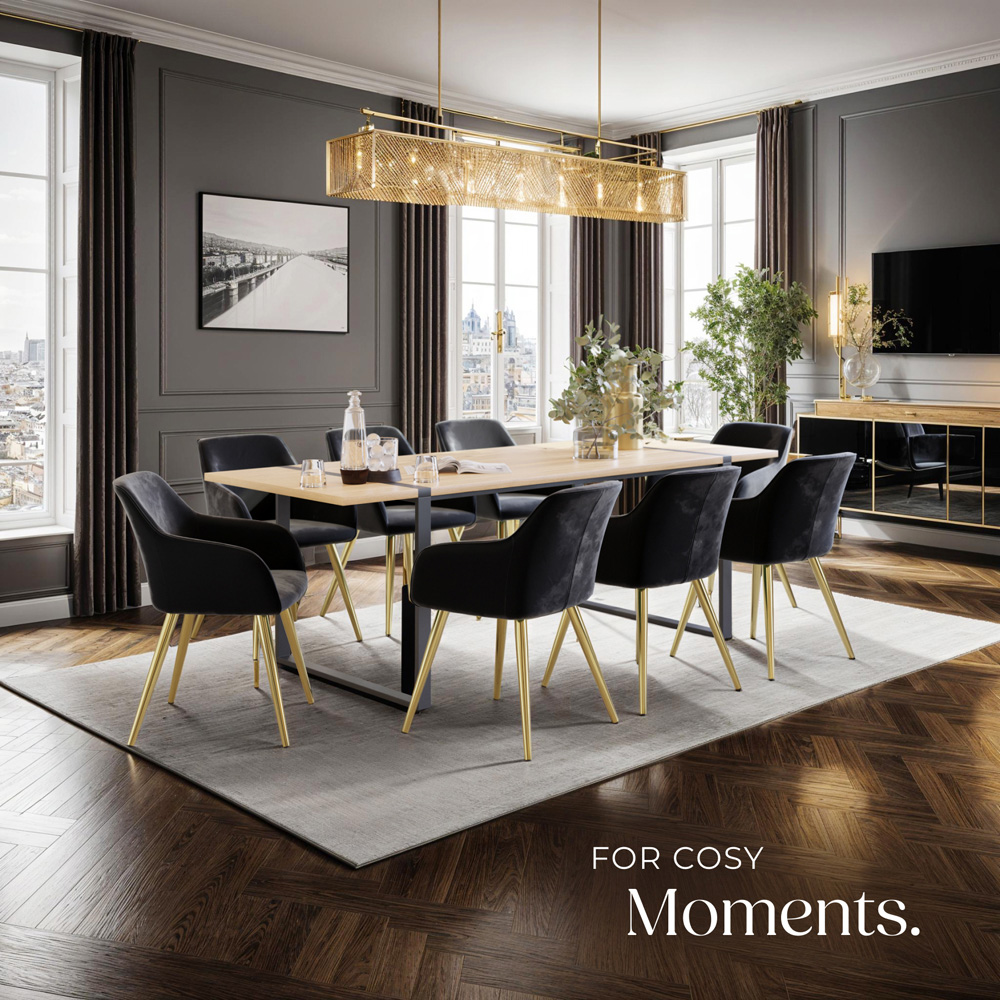 tectake Marilyn Black and Gold Velvet Look Padded Accent Chair Image 8