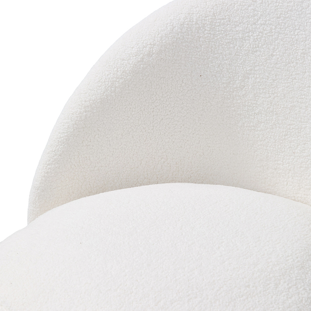 Living and Home White Sherpa Fleece Rounded Design Padded Swivel Accent Chair Image 3