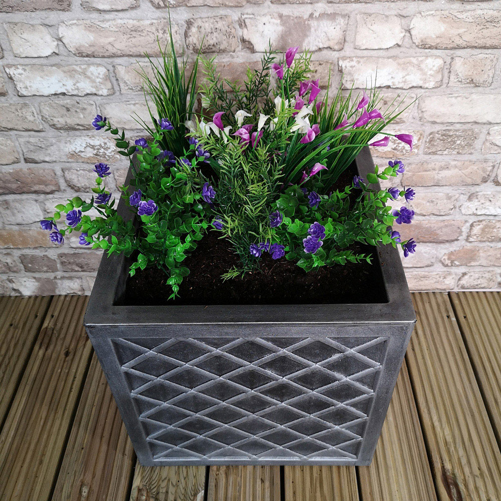 Samuel Alexander Lazio Square Grey Pewter Garden Planter 39 x 39cm Image 3