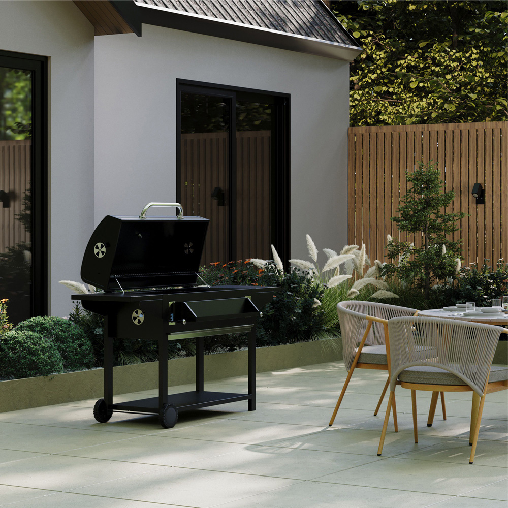 Charles Bentley Ottimo 635 Charcoal BBQ with Side Shelves and Adjustable Grill Height Image 8