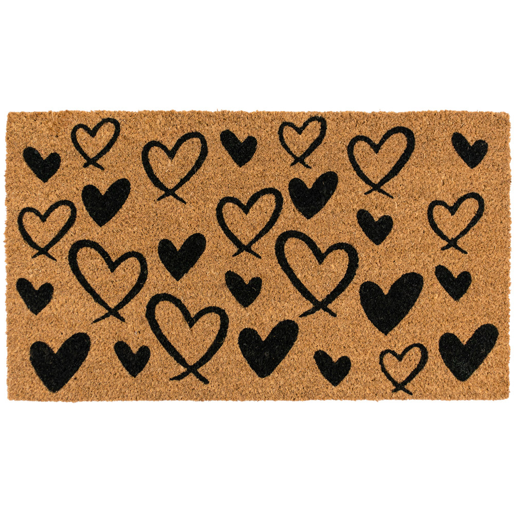 JVL Hearts Coir Latex Backed Door Mat and Runner Set Image 4