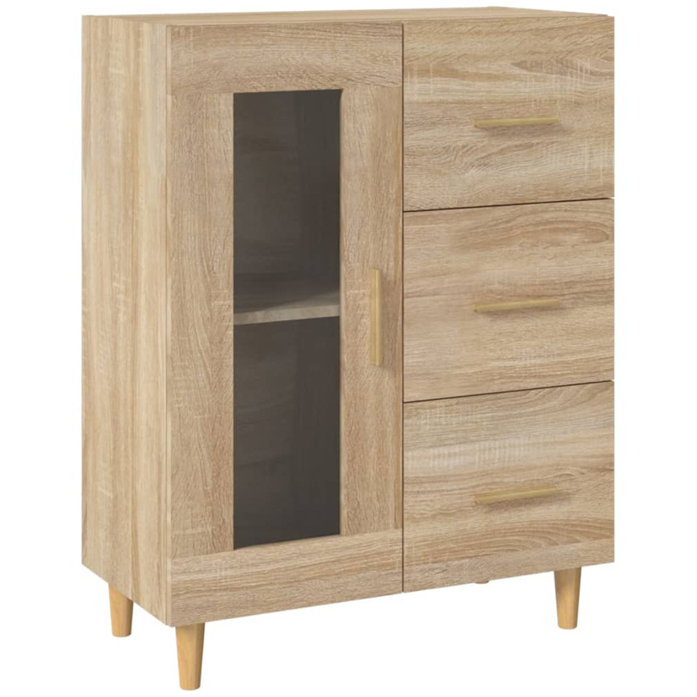 vidaXL Single Glass Door 3 Drawer Sonoma Oak Sideboard Image 2