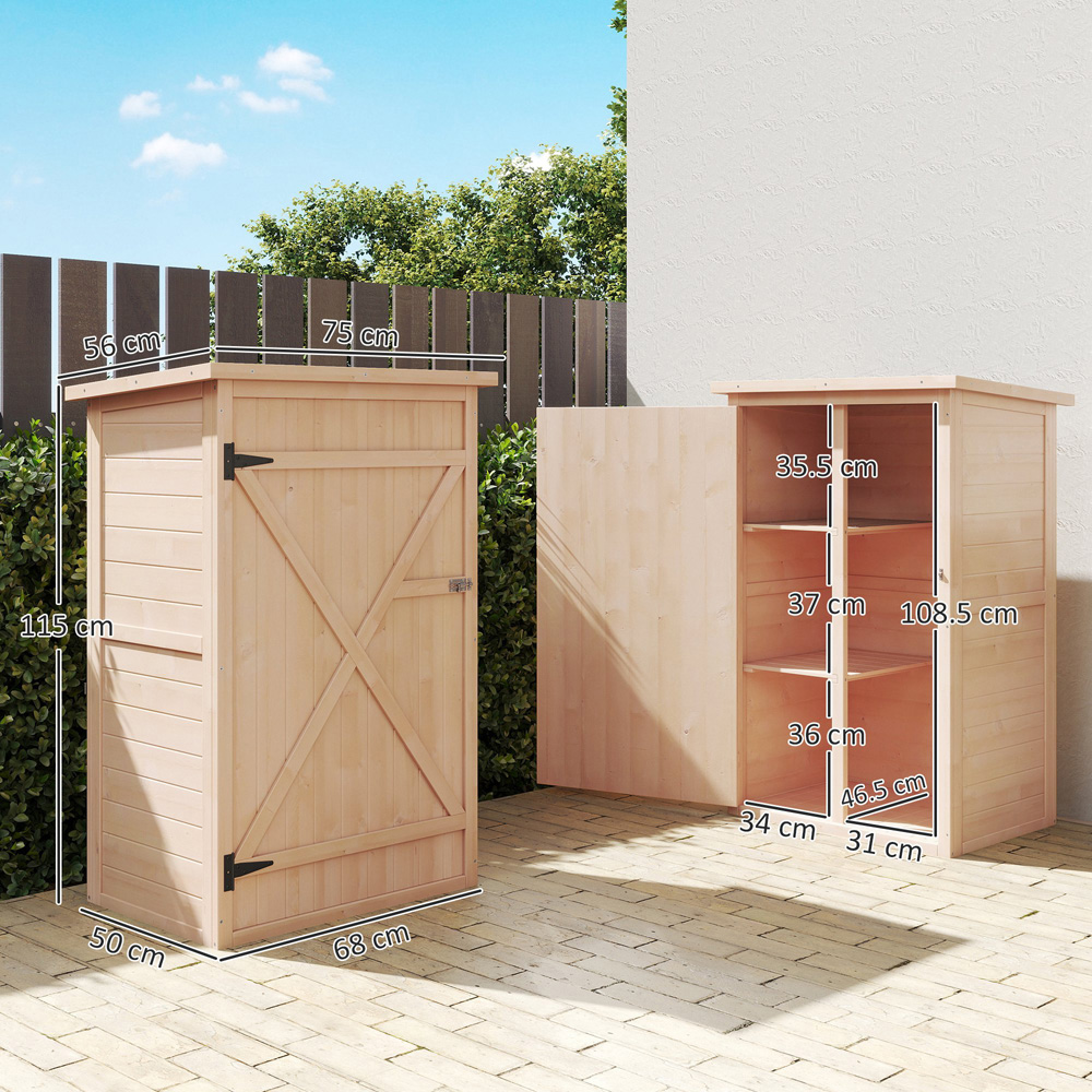 Outsunny 2.5 x 1.8ft Wooden Garden Shed Image 8