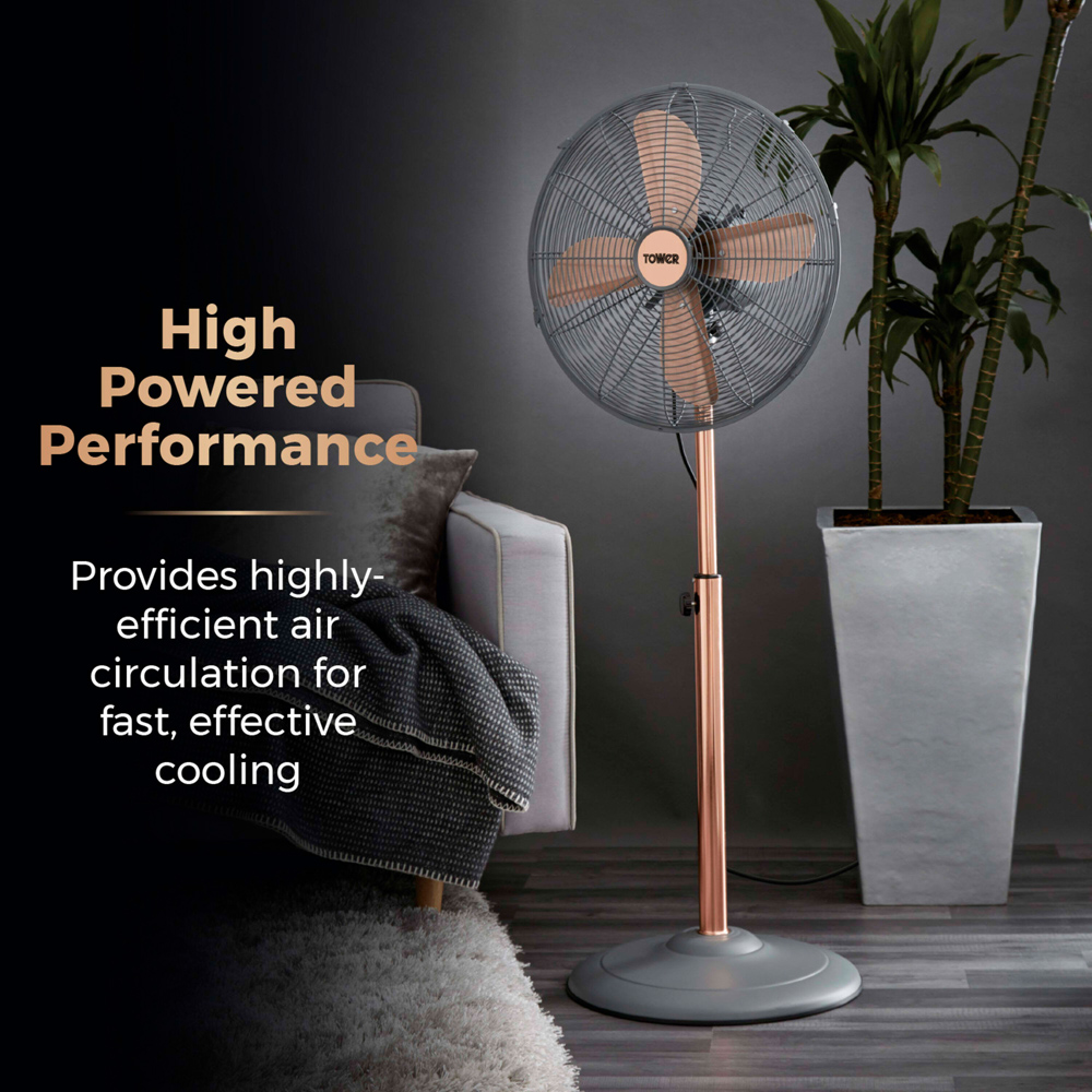 Tower Cavaletto 16 inch Grey Pedestal Fan Image 8