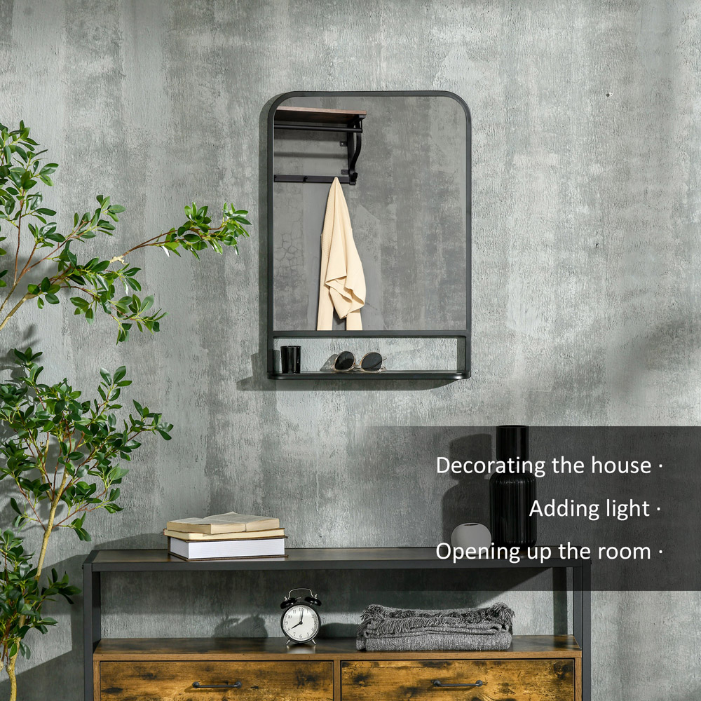 Portland Black Modern Square Wall Mirror 70 x 50cm Image 4