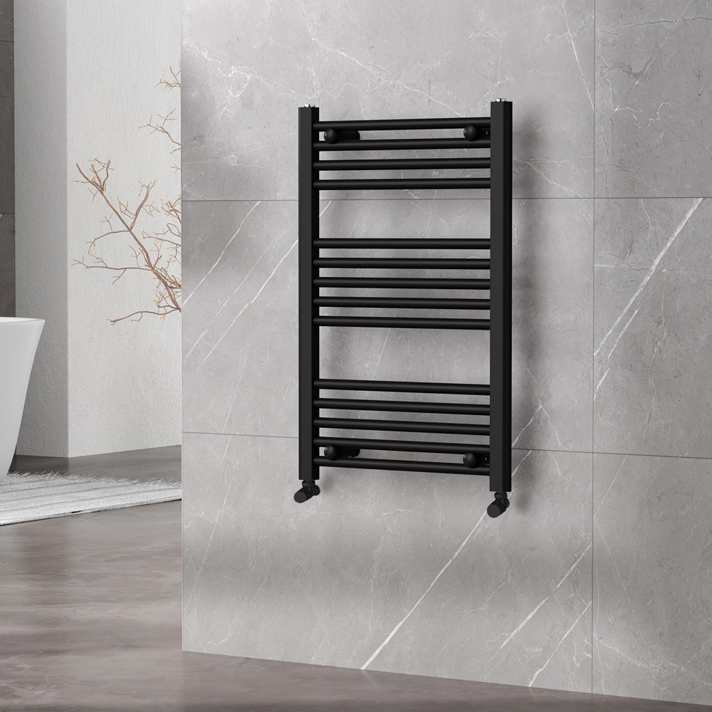 Go Bathrooms Nola Black Heated Towel Rail 770 x 500mm Image 2