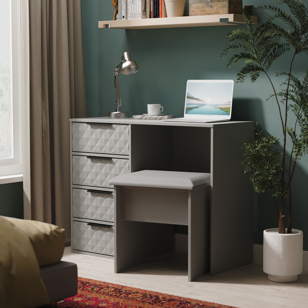 Crowndale Harlequin 4 Drawer Dusk Grey Vanity Dressing Table Ready Assembled Image 7