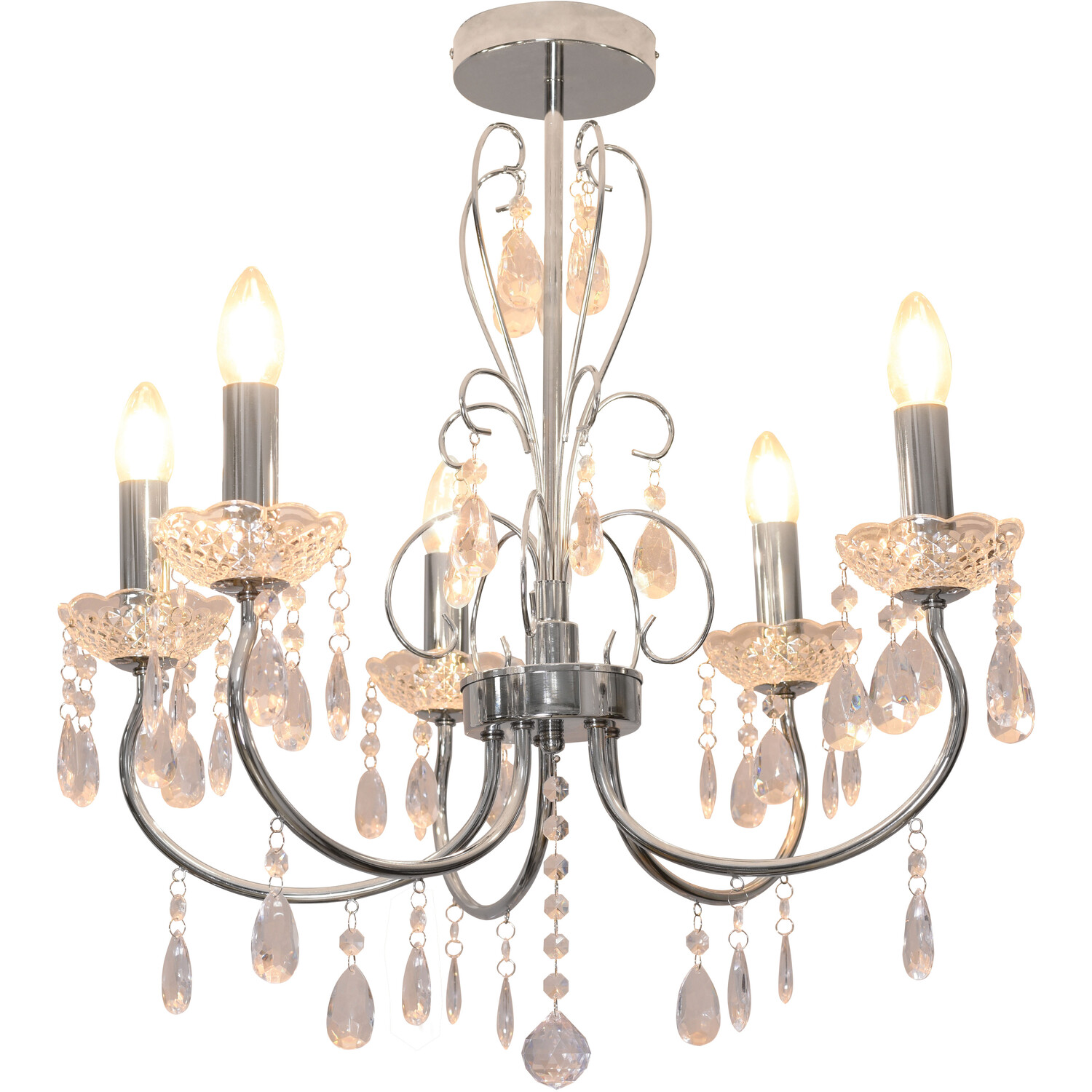 Victoria 5 Light Chrome and Crystal Chandelier Image 2