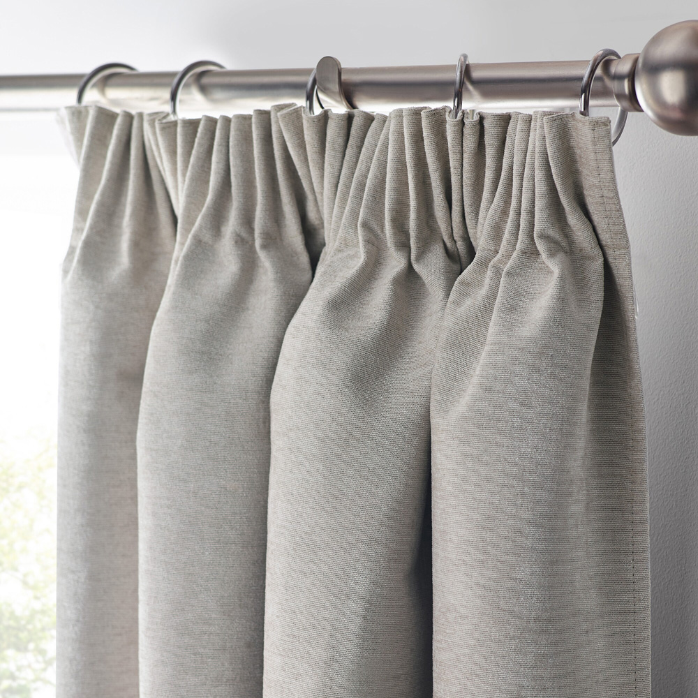 Alan Symonds Silver Chenille Blackout Pencil Pleat Curtains 229cm x 183cm Image 2