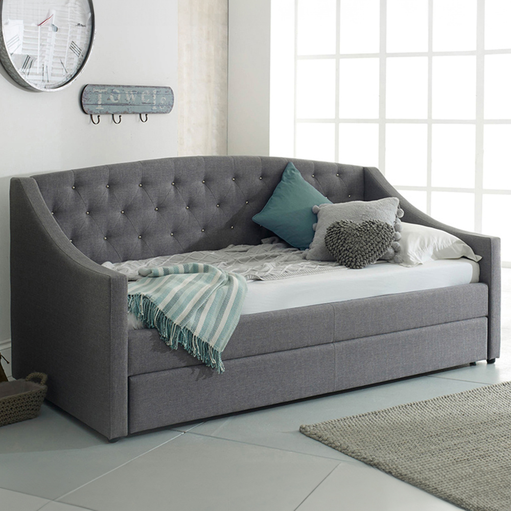 Flair Aurora Grey Fabric Daybed with Trundle Image 1