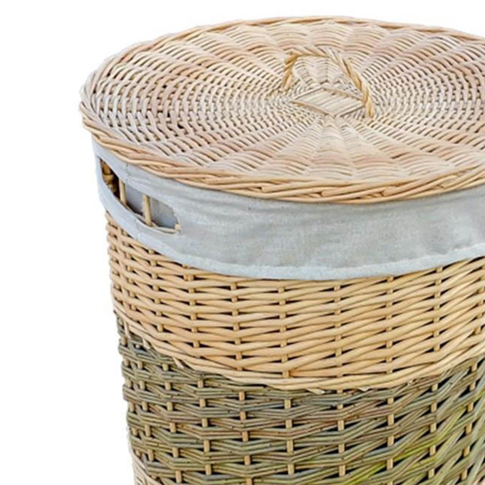 Red Hamper Two Toned Round Wicker Laundry Basket with Lid Image 2