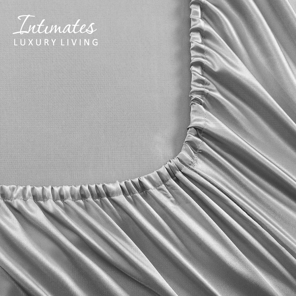 Intimates Super King Size Silver Satin Complete Bedding Set Image 5