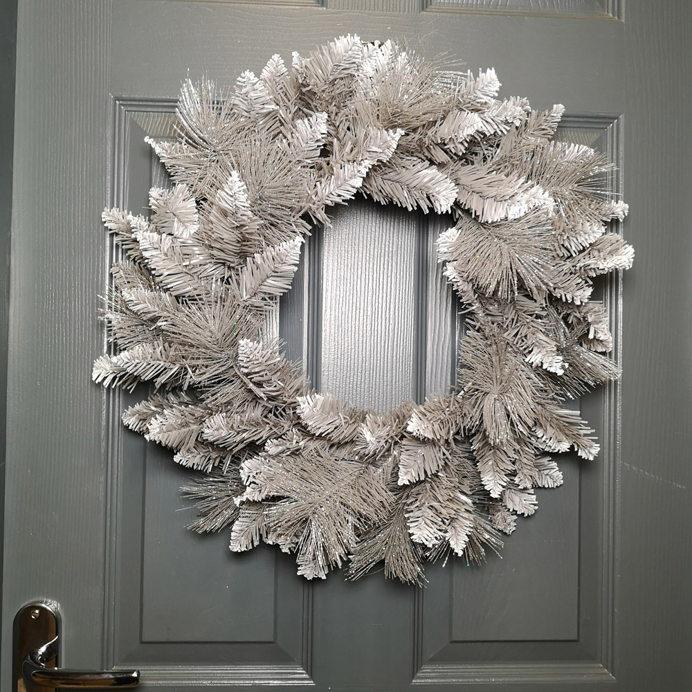Premier Snow Tipped Silver Glitter Christmas Wreath 50cm Image 8