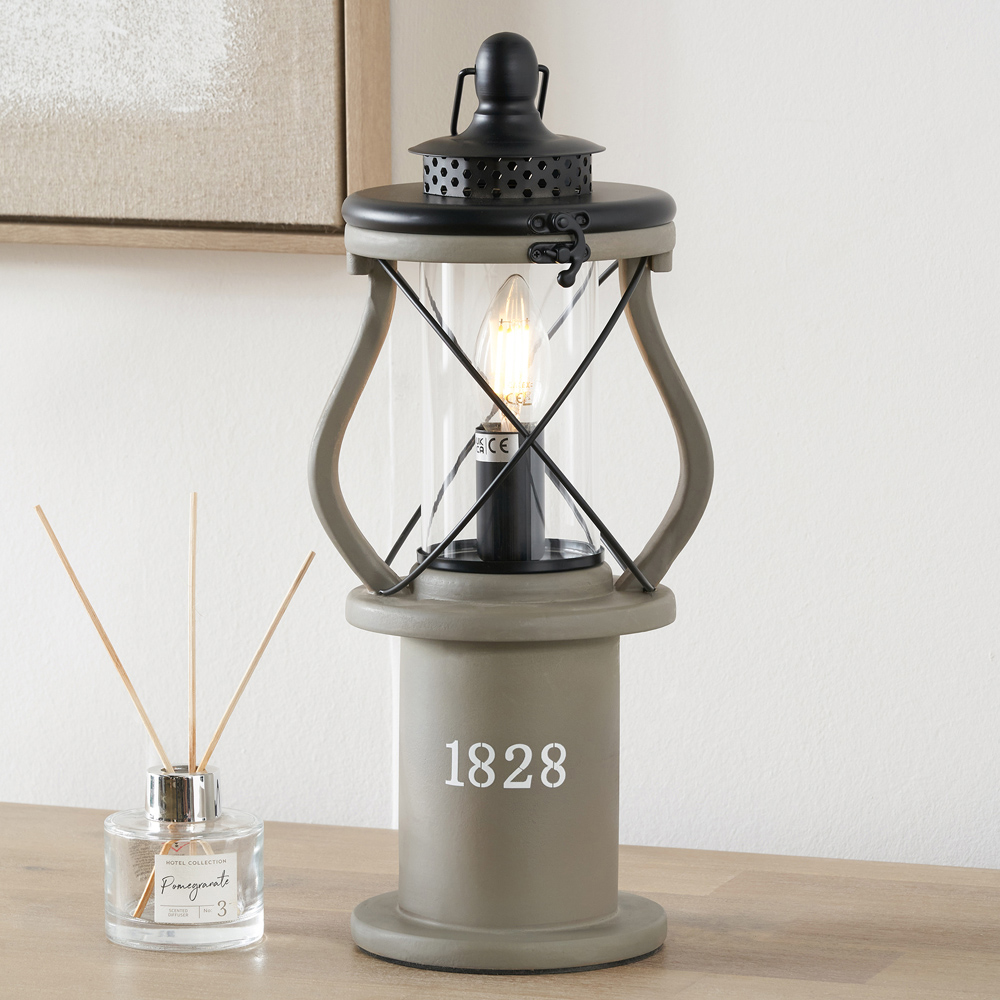 Pacific Lifestyle Gibson Antique Wooden Victorian-Style Lantern Table Lamp Image 2