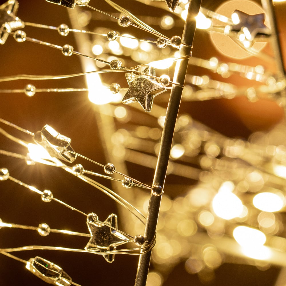 The Christmas Workshop 50 Warm White LED Light Up Metal Star Decoration with Reflective Beads 1.6ft Image 3