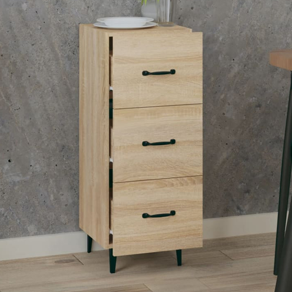 vidaXL 3 Drawer Sonoma Oak Sideboard Image 1