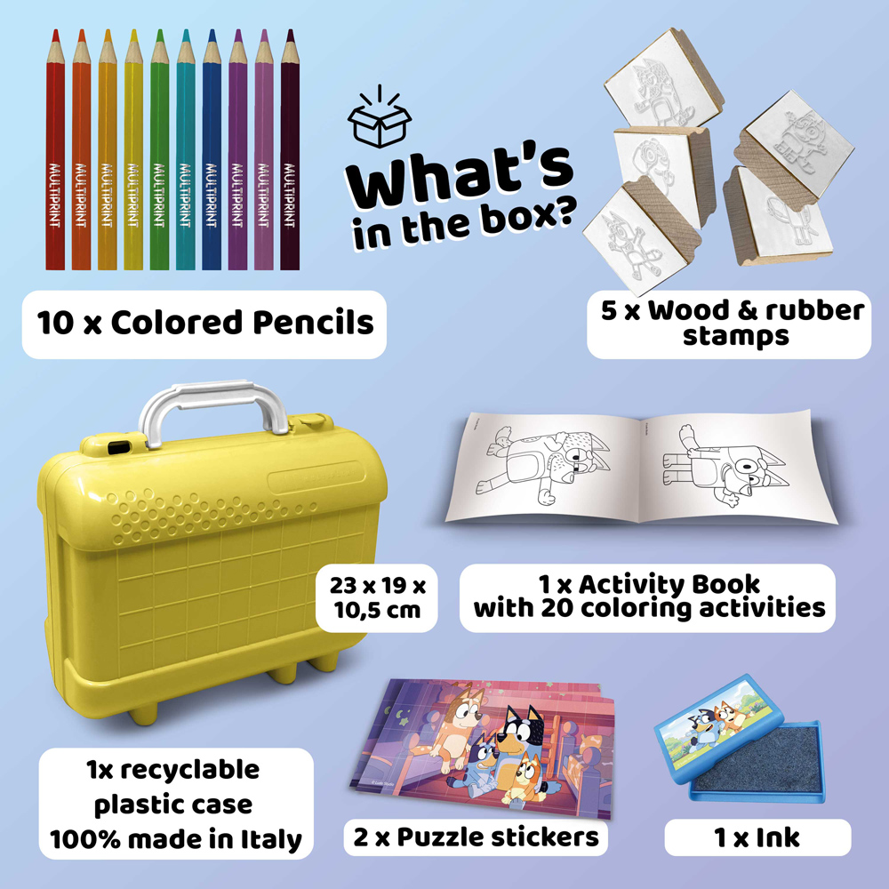 Multiprint Bluey Kids Travel Colouring and Stamp Set Image 2