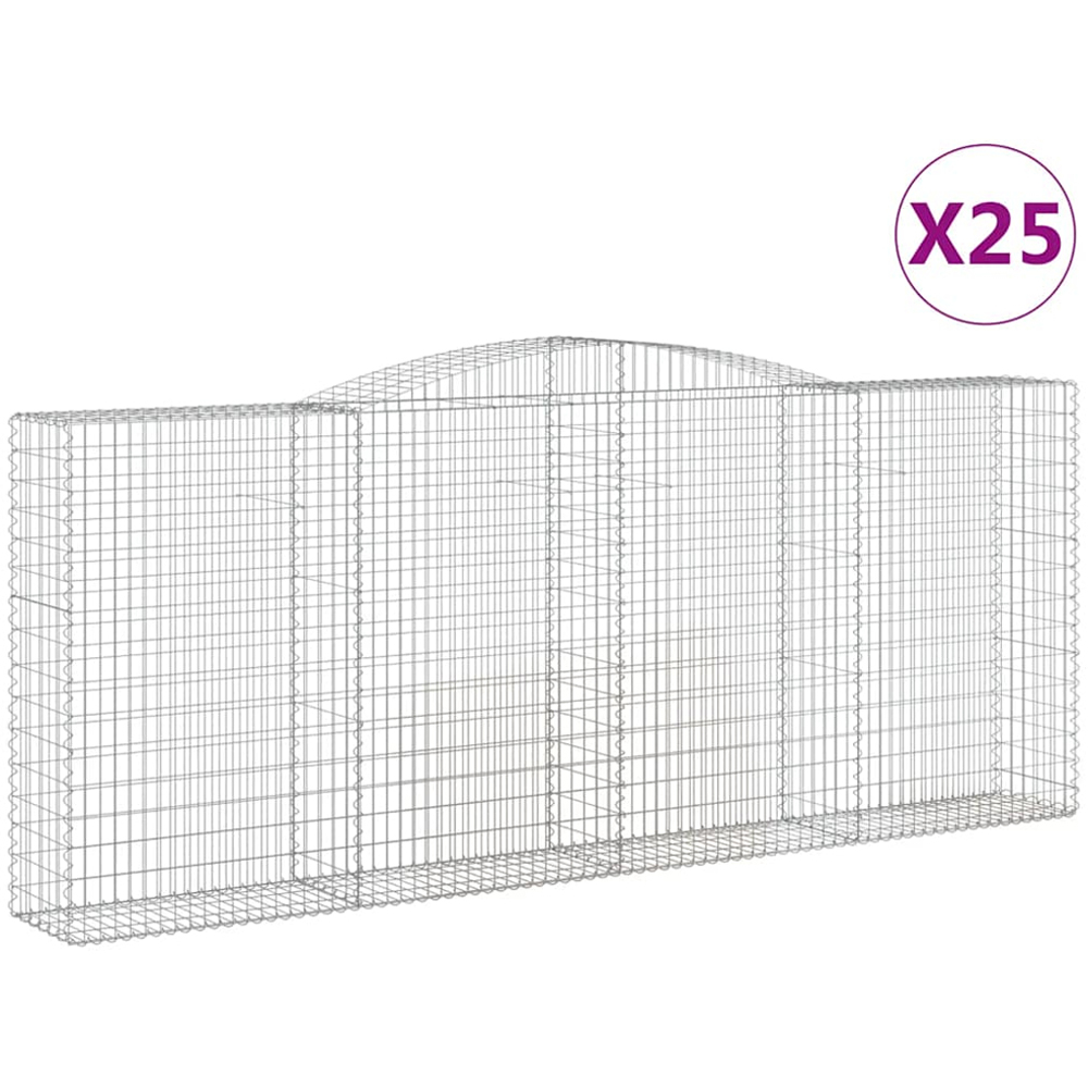 vidaXL Silver Galvanised Iron Arched Gabion Basket 400 x 50 x 160/180cm 25 Pack Image 4
