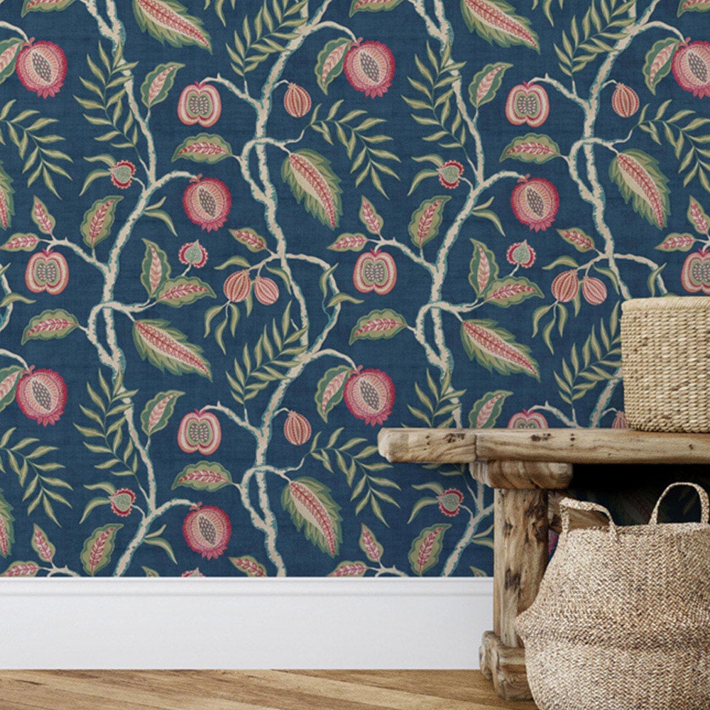 Esselle Home Fruits of Paradise Navy Wallpaper Image 3
