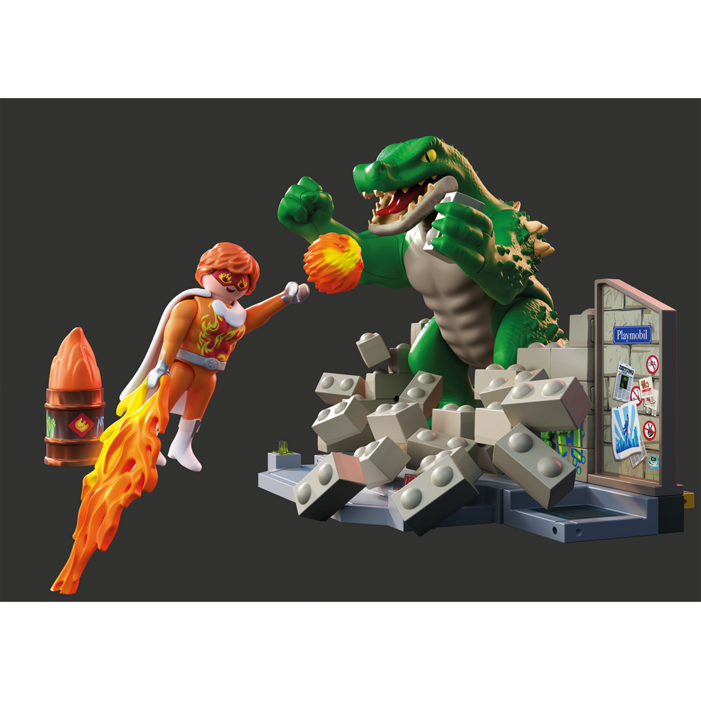 Playmobil Hero Battle Against Giant Lizard Playset Image 4