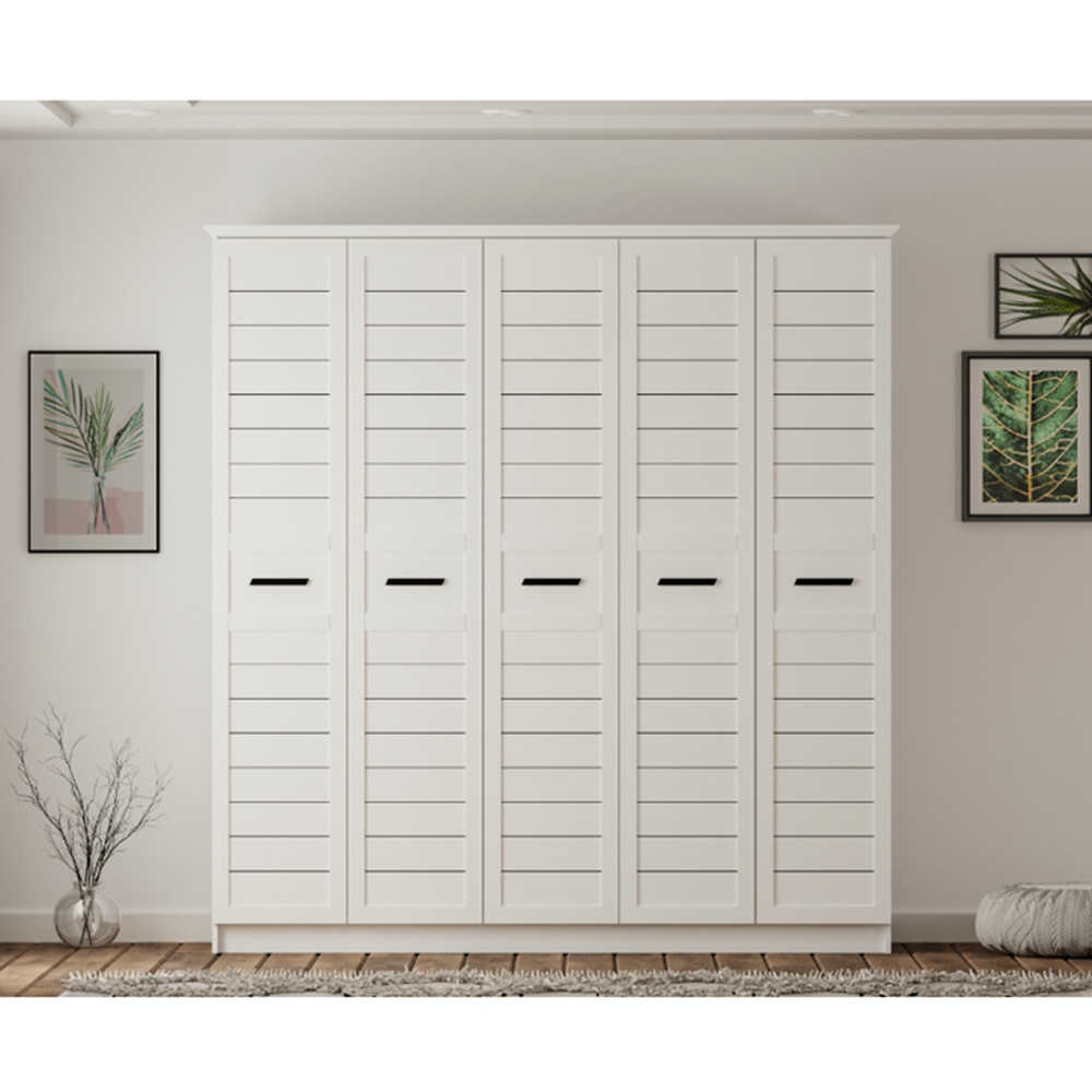 Evu VENICE XL 5 Door Soft White Wardrobe Image 4