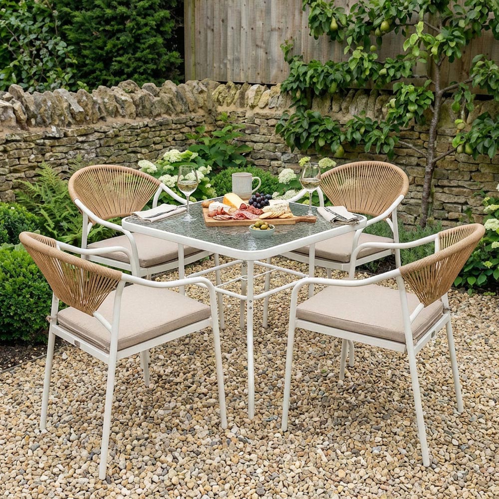Lillian 4 Seater Dining Set - Natural and White Image 3
