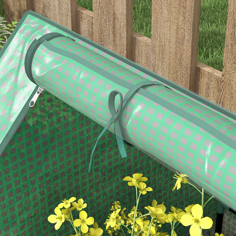 Outsunny Green and Dark Grey Raised Garden Bed Planter Box with Greenhouse Image 3