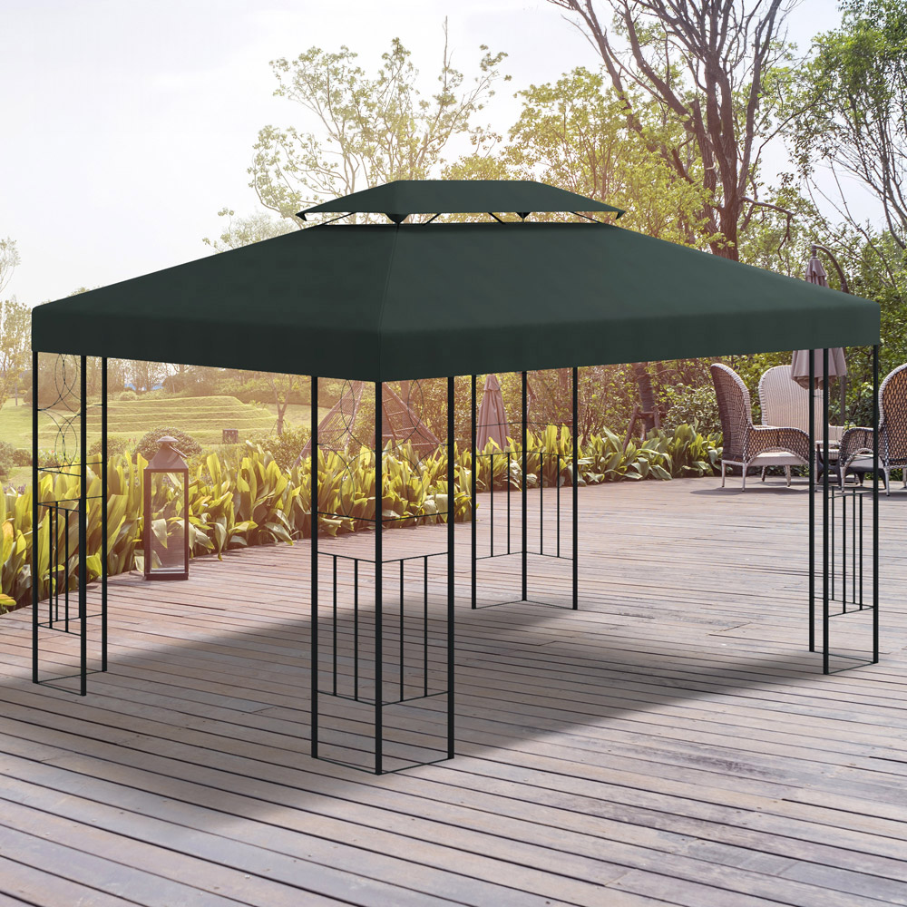 Outsunny 3 x 4m 2 Tie Deep Grey Replacement Gazebo Canopy Image 1