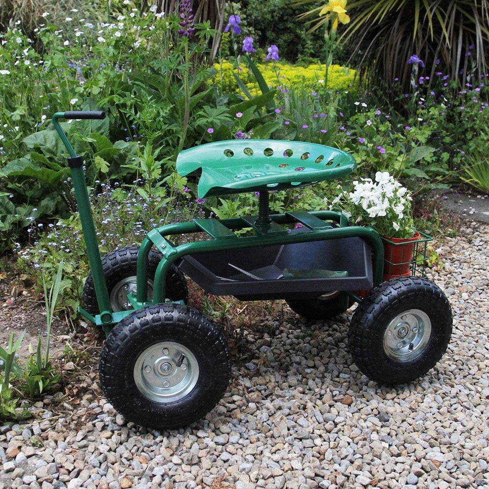 Monster Shop Green Heavy-Duty Mobile Garden Seat Image 3