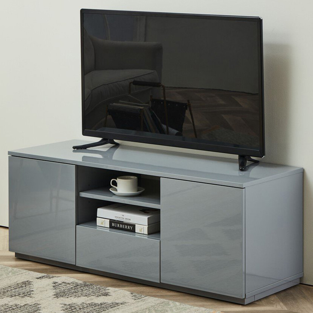 Valencia 2 Door Single Drawer Grey TV Unit Image 1
