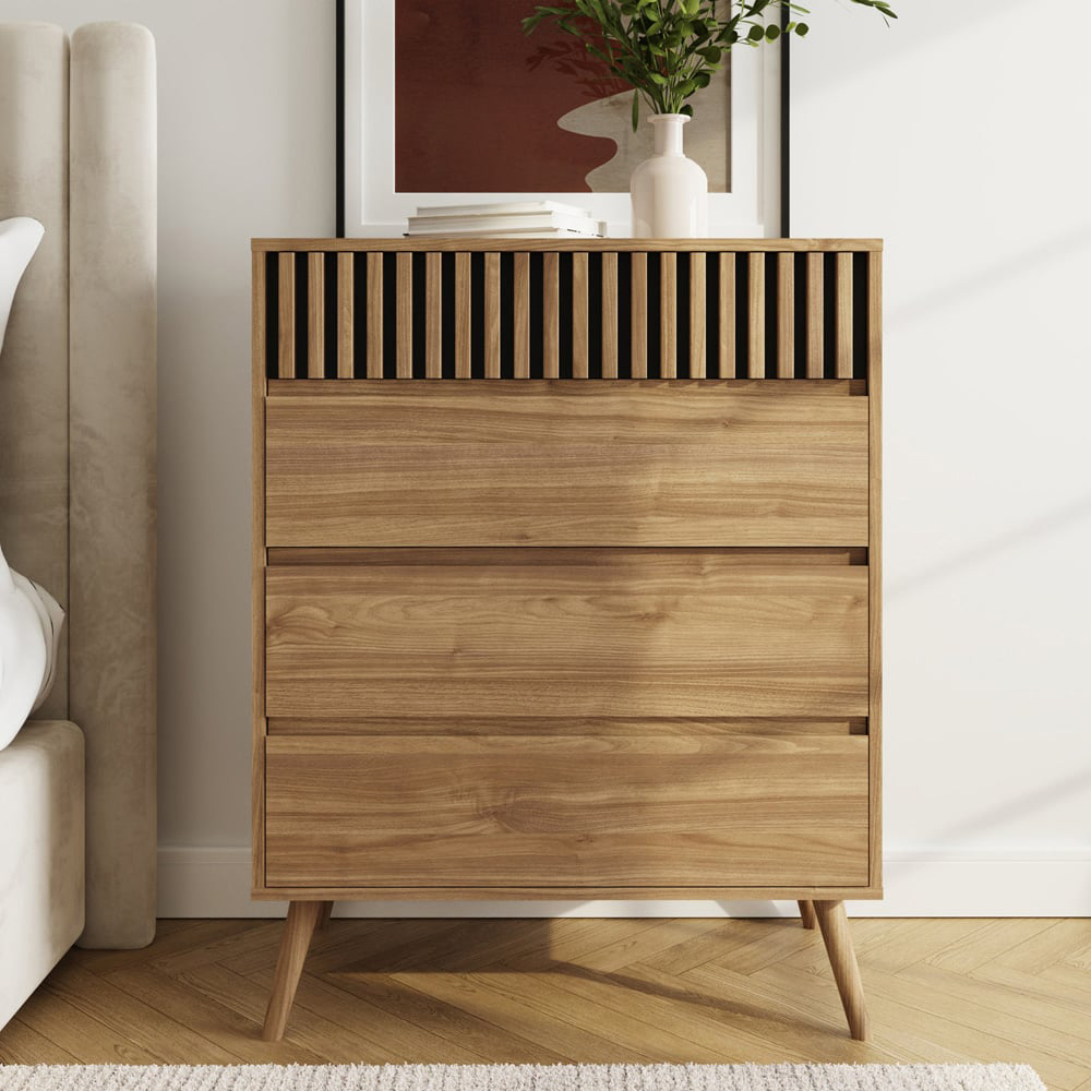 GFW Rowan 4 Drawer Oak Slatted Chest of Drawers Image 6