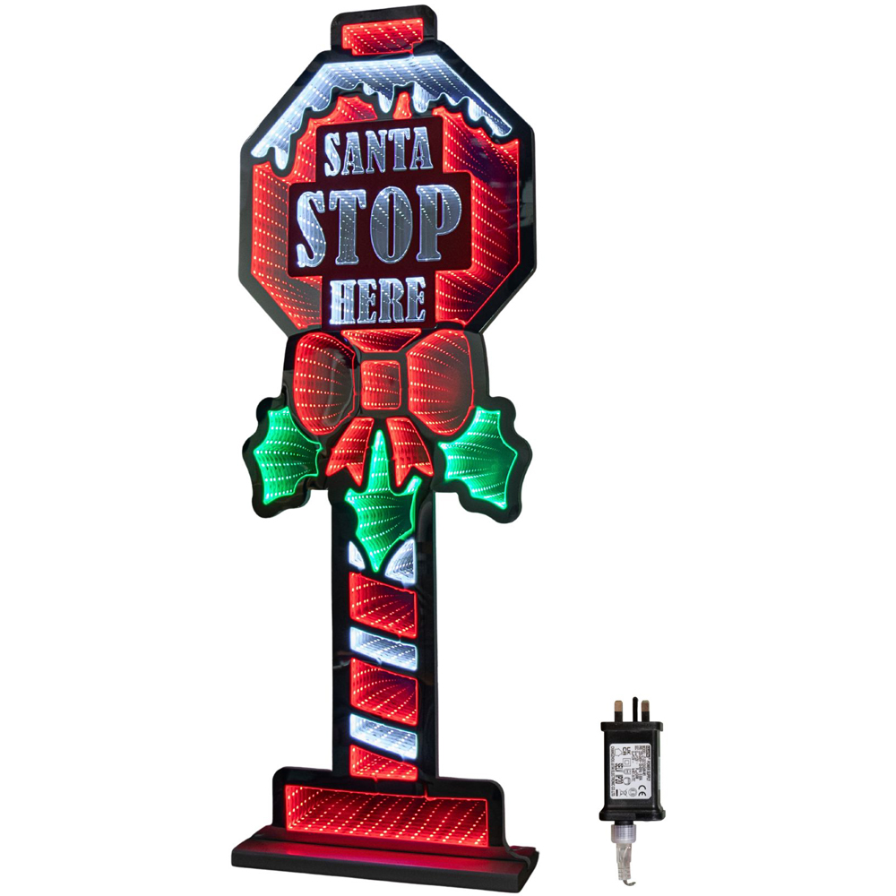 Samuel Alexander Multicolour LED Light Up Santa Stop Here Sign Infinity Christmas Decoration 90cm Image 9