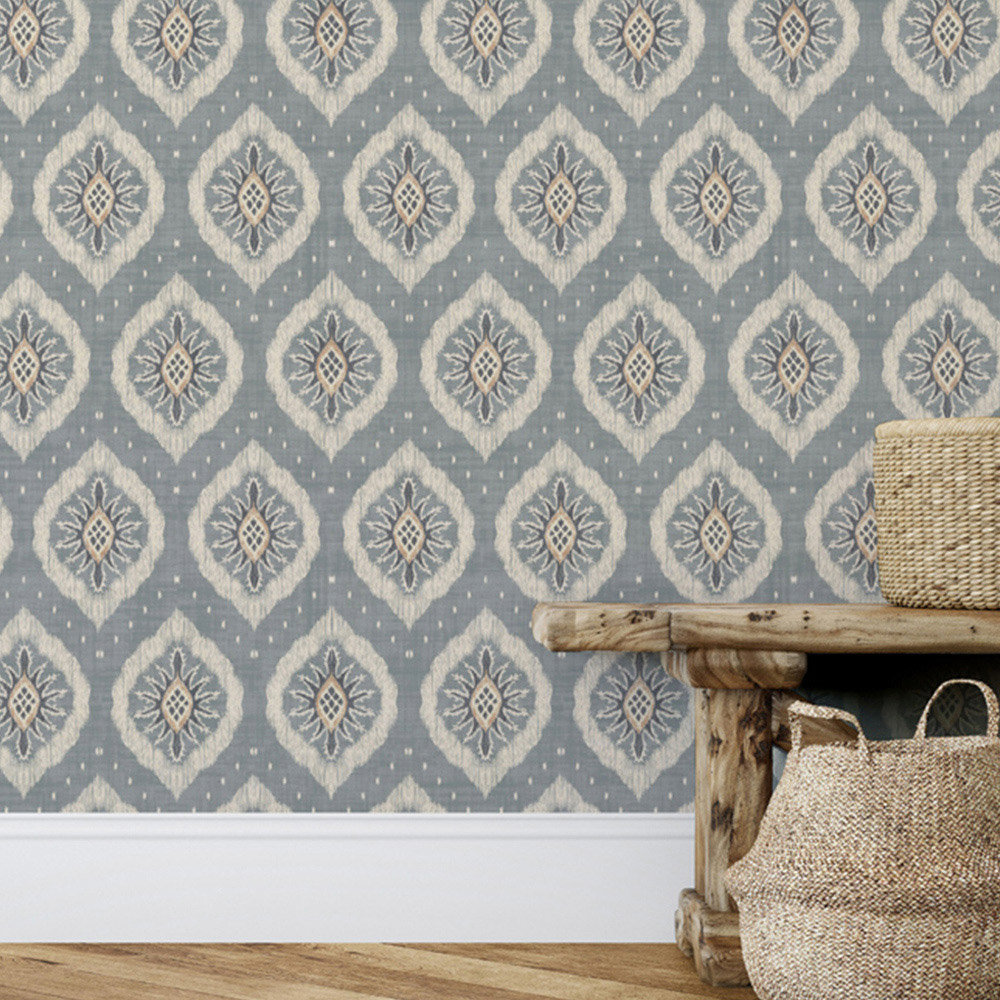 Esselle Home Odina Ikat Soft Blue Wallpaper Image 3