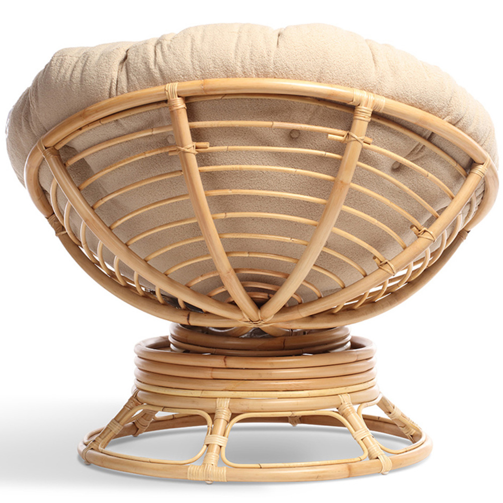 Desser Papasan Natural Rattan Rocking Chair with Boucle Latte Cushion Image 5
