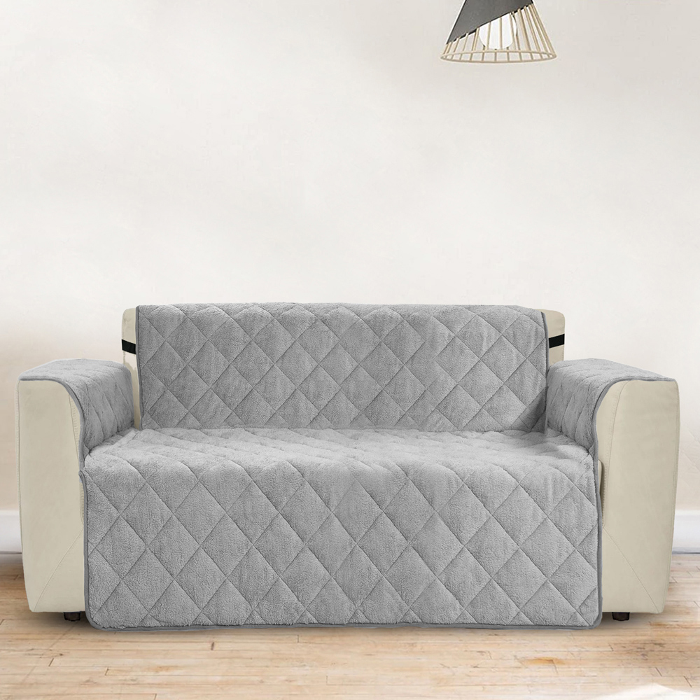 Homerepublic 2 Seater Silver Soft Teddy Fabric Water-Repellent Sofa Protector Image 2