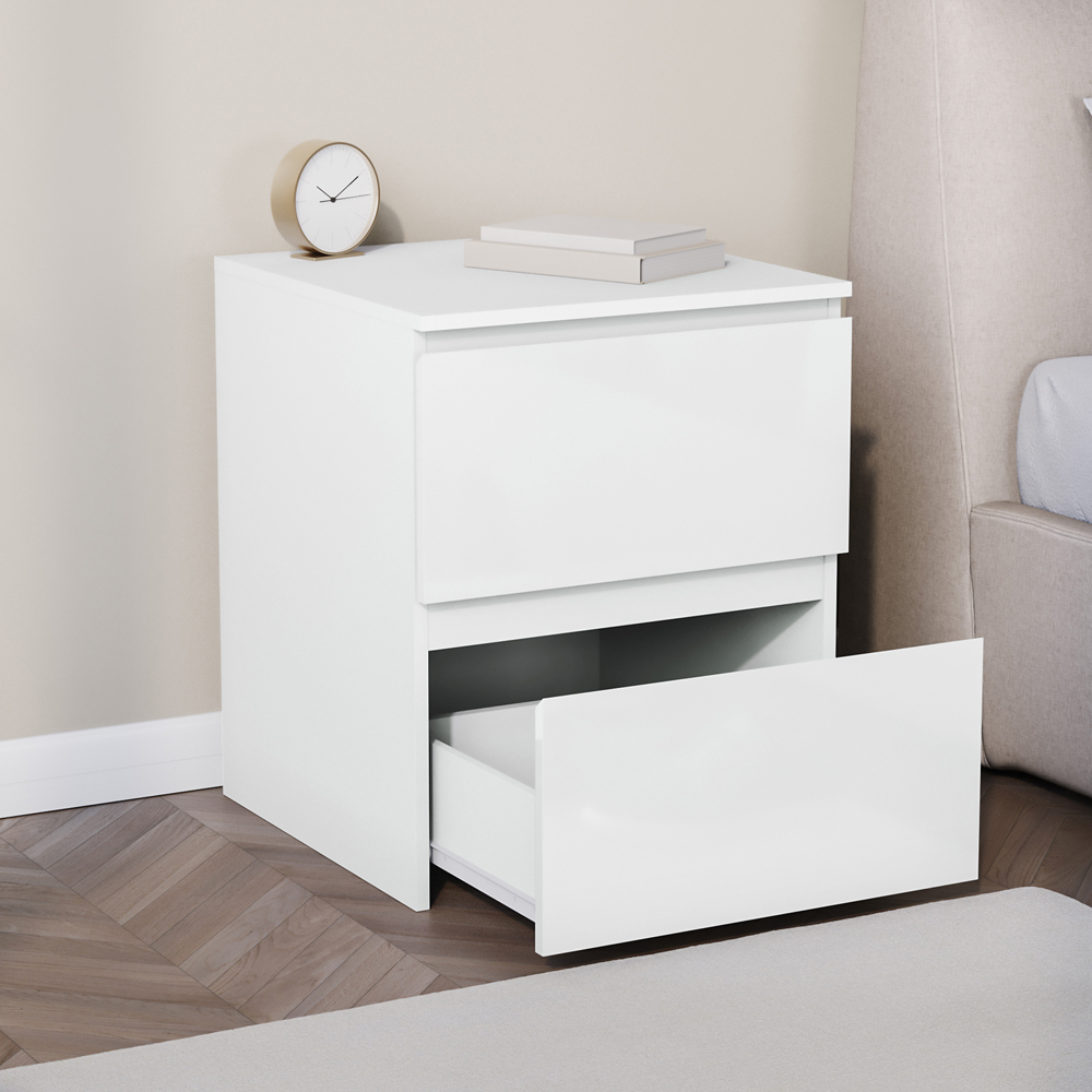 VIDA DESIGNS Glinton 2 Drawer White Bedside Table Image 4