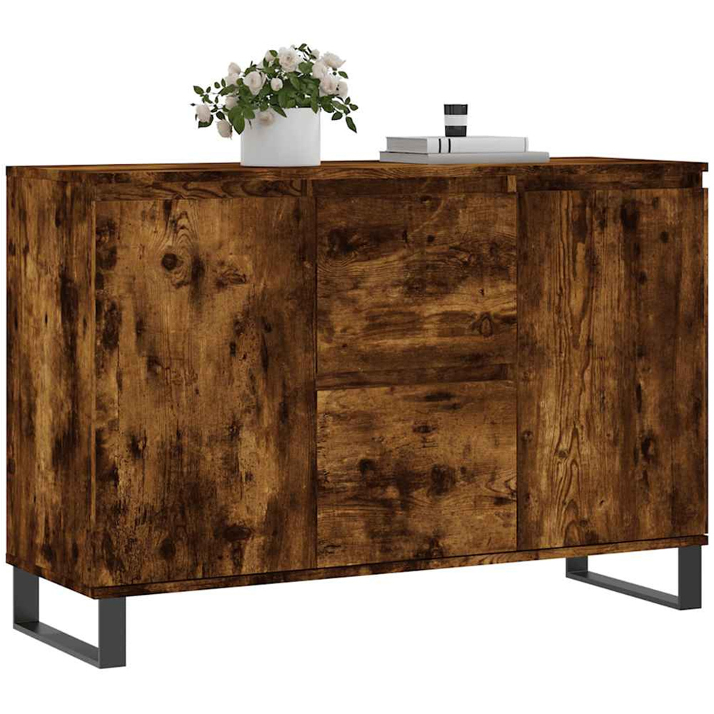 vidaXL 2 Door 2 Drawer Smoked Oak Sideboard Image 3
