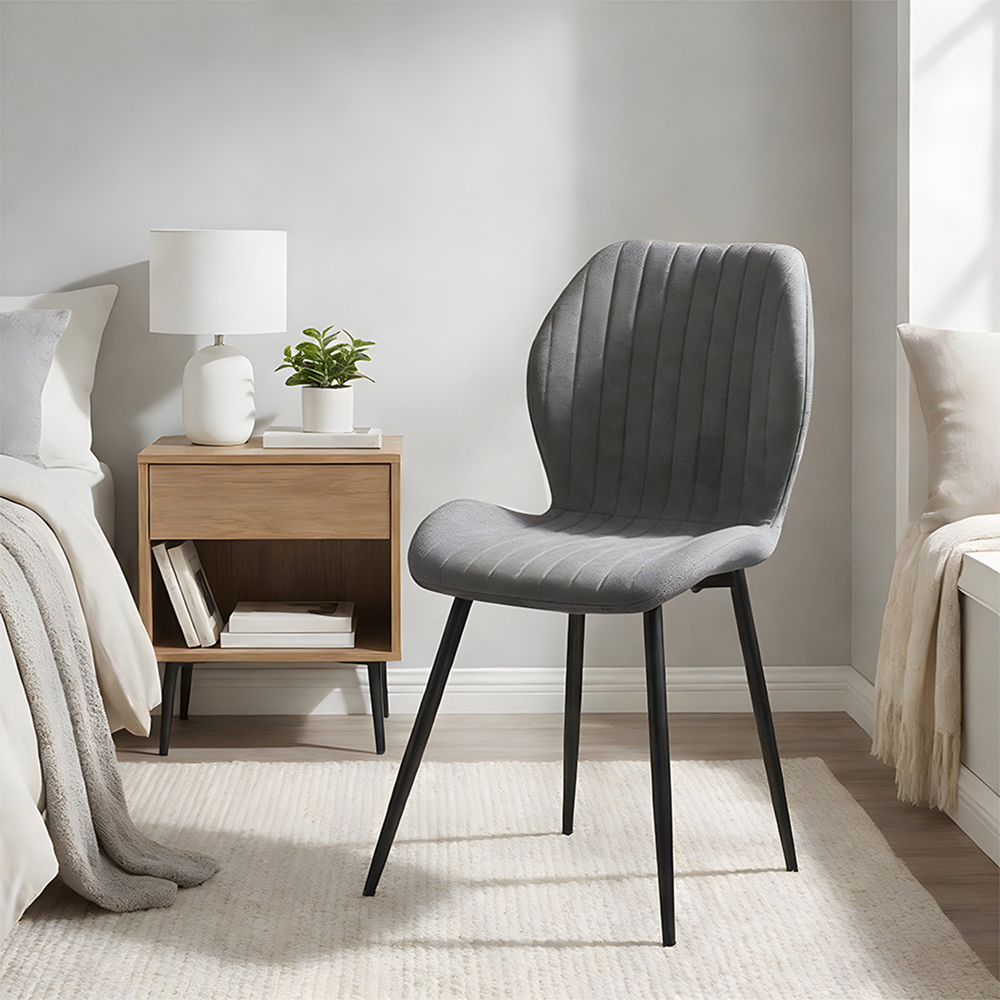 Living and Home Set of 4 Grey Fabric High Back Dining Chair Image 7