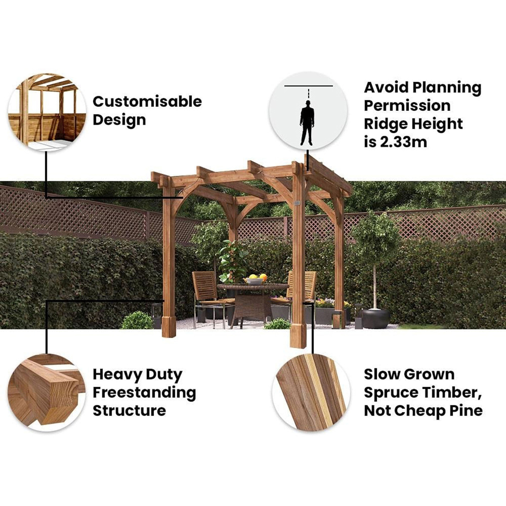 Dunster House Leviathan 2.5 x 2.5m Brown Wooden Plant Frame Pergola Image 5