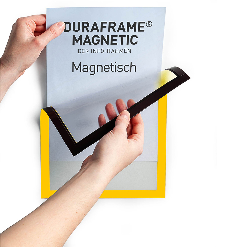 Durable DURAFRAME A4 Yellow Document Magnetic Signage Frame 5 Pack Image 3