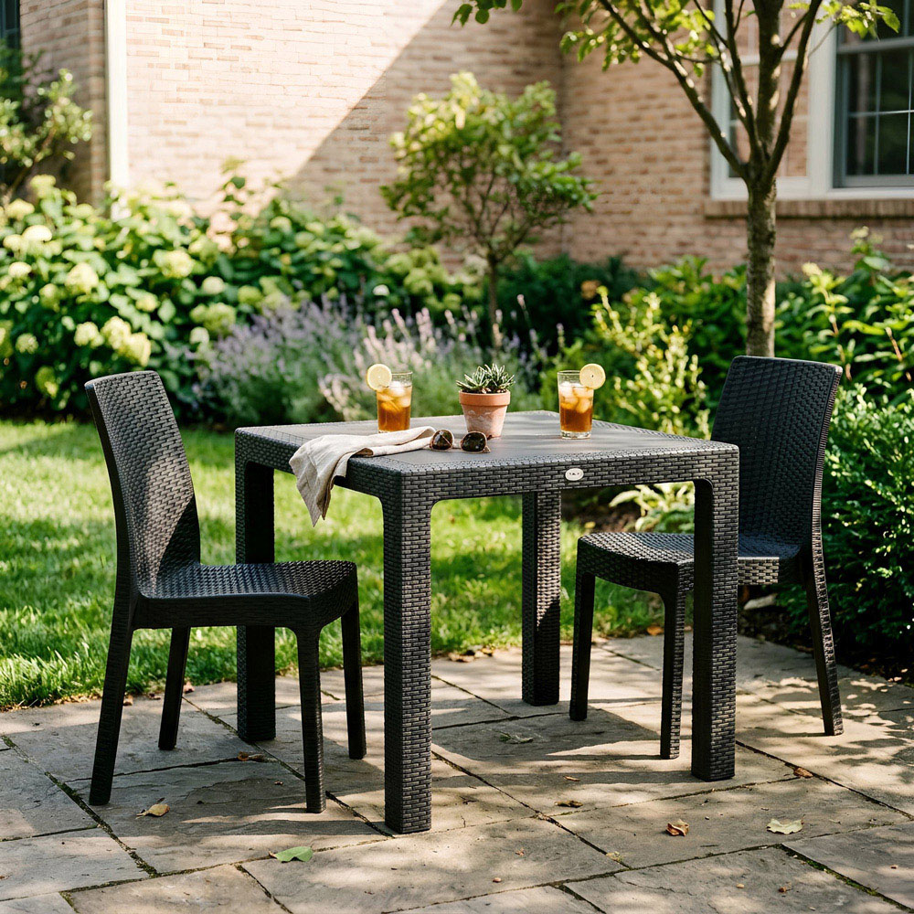 Harbour Housewares Noble 4 Seater Square Rattan Effect Patio Dining Set Anthracite Image 5