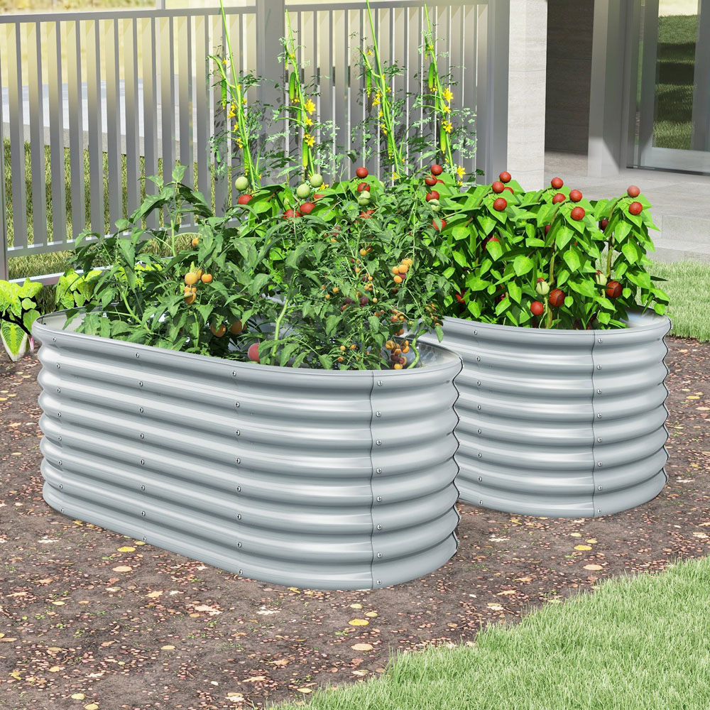 Costway Grey Round Raised Garden Planter Image 2